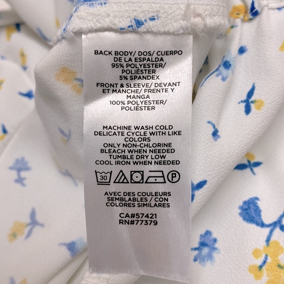 Ann Taylor Yellow and Blue flower print blouse, XL - Picture 4 of 4